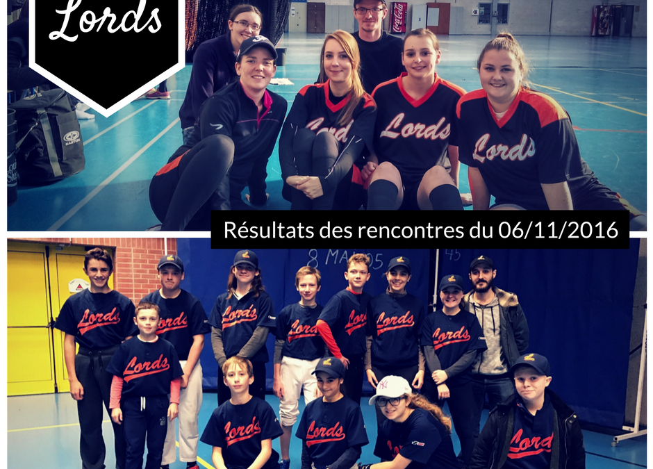 Résultats des rencontres du 06 novembre 2016 – softball féminin – U15